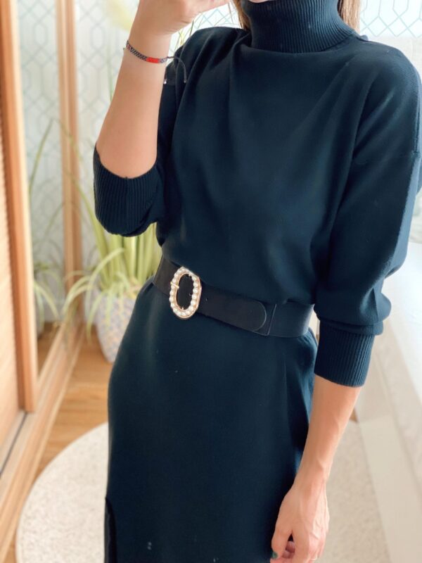 Vestido Punto Midi Negro - Imagen 3
